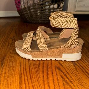 Pierre Dumas Tan Woven Platform Sandals